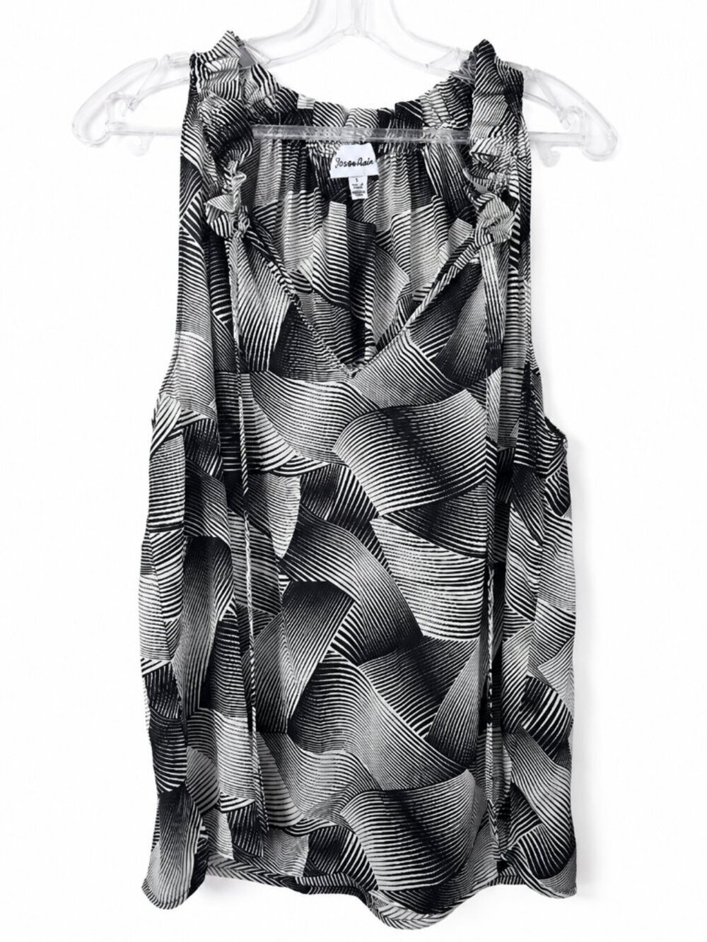Veronica M Black & White Abstract Print Sleeveless Blouse Top Size Large